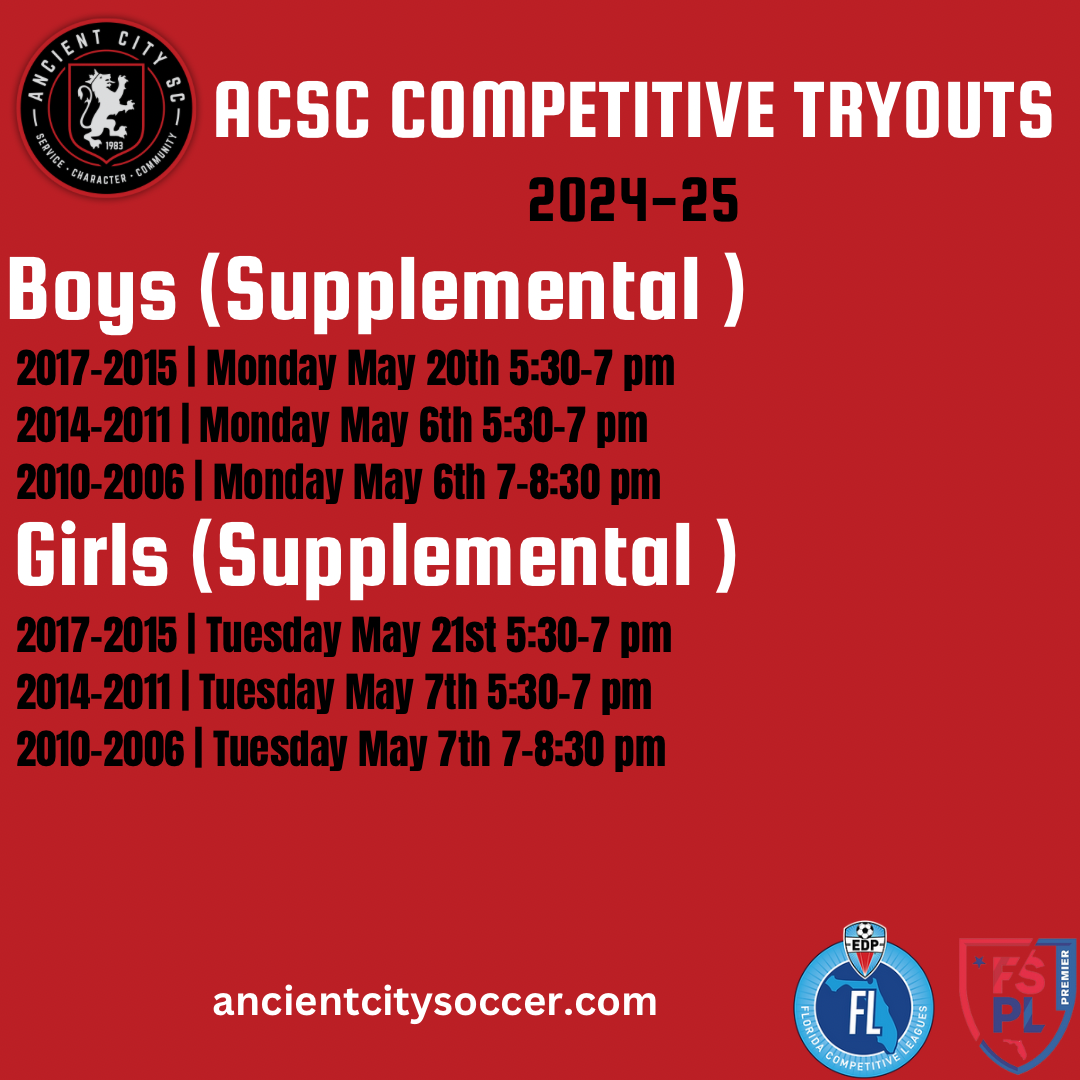 20242025 Competitive Tryouts Ancient City Soccer Club